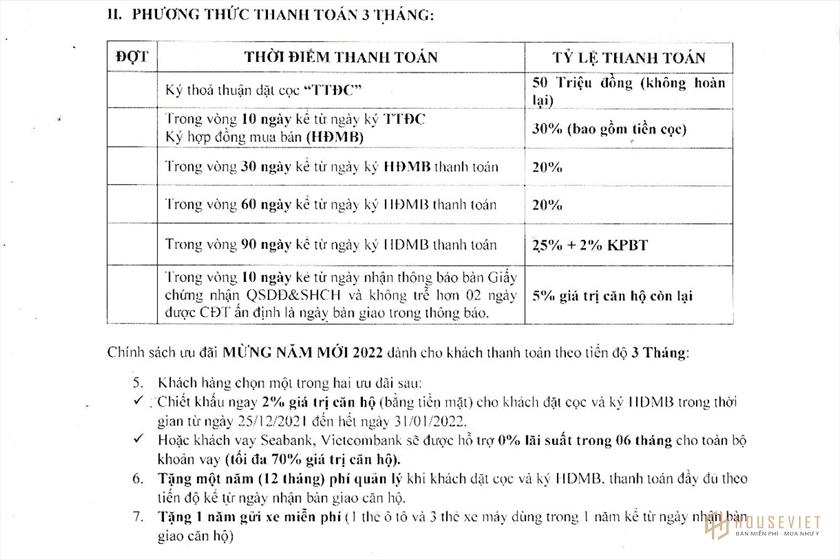 Phương thức thanh toán và chính sách bán hàng dự án Goldora Plaza