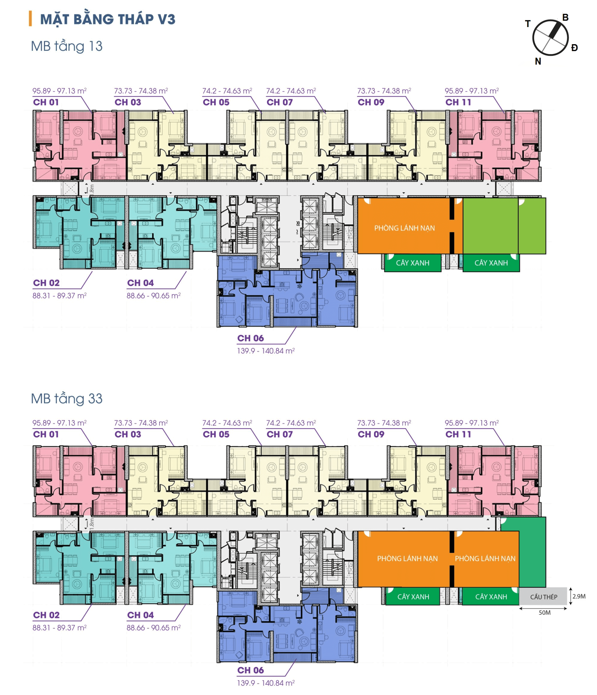 Mặt bằng chung cư The Terra An Hưng Hà Đông v3 tầng 13 vs 33