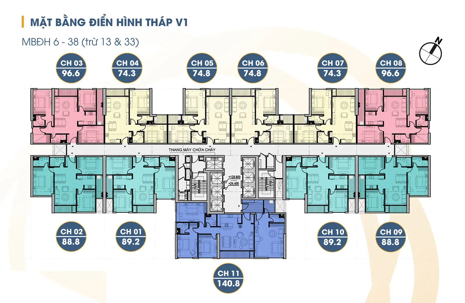 Mặt bằng tòa V1 Chung cư the Terra An Hưng (mở bán tháng 5 năm 2020)