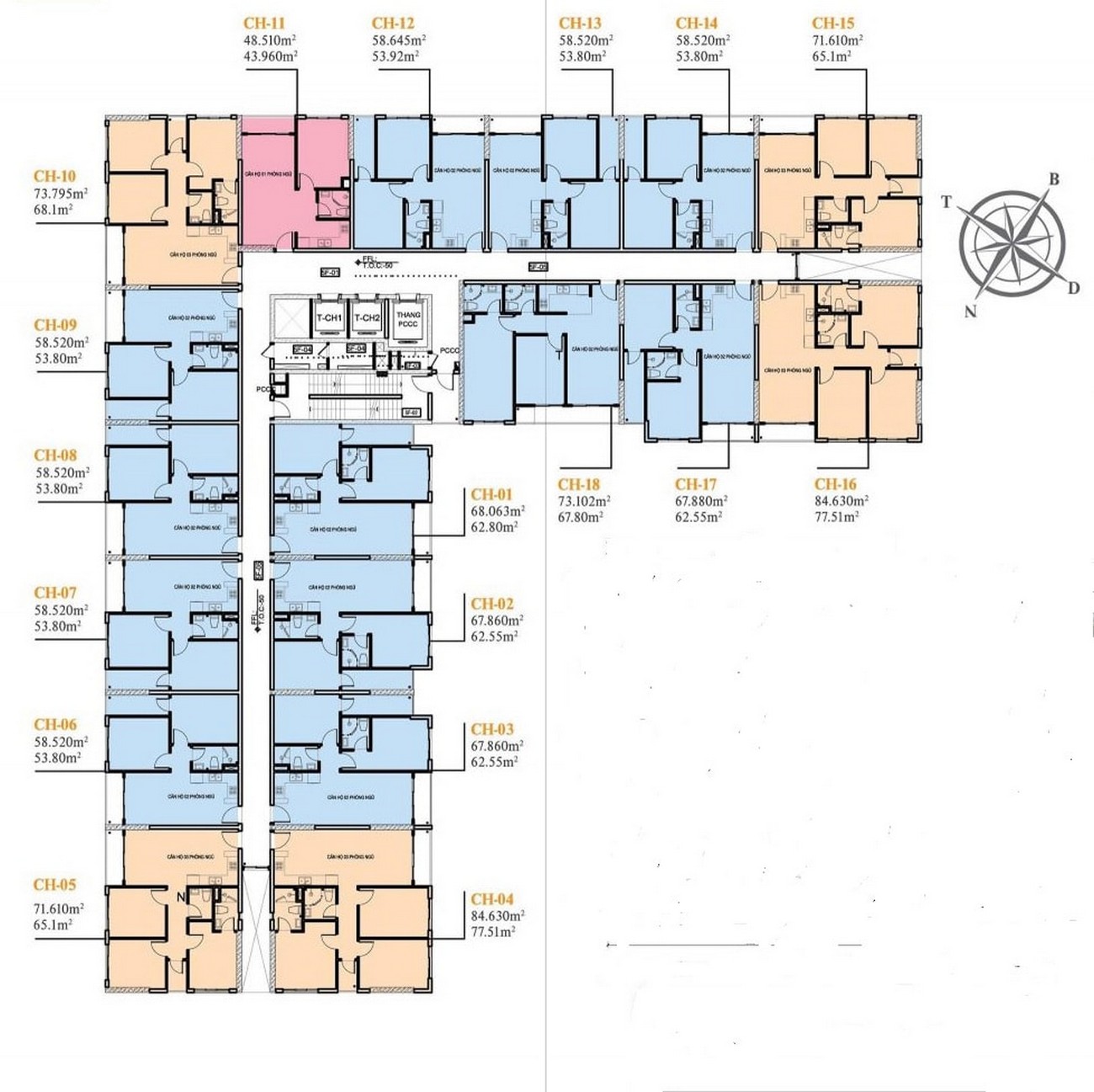 Mặt bằng tầng điển hình tầng 5 - 20 dự án Goldora Plaza Nhà Bè Đường Lê Văn Lương chủ đầu tư Tematco