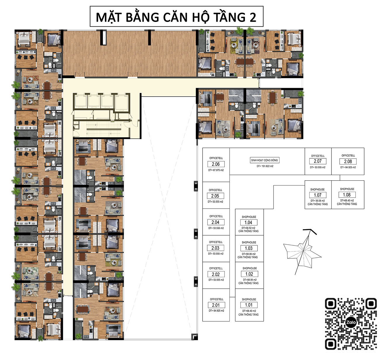 Mặt bằng tầng 2 dự án Goldora Plaza