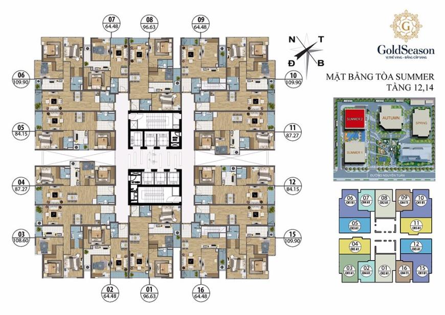 Mặt bằng tòa summer  tầng 12, 14