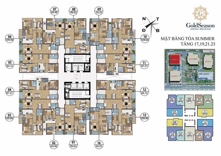 Mặt bằng tòa summer  tầng 17,19,21,23