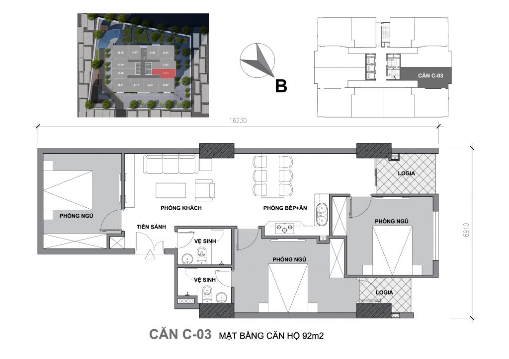 Mặt bằng căn hộ Căn C-03