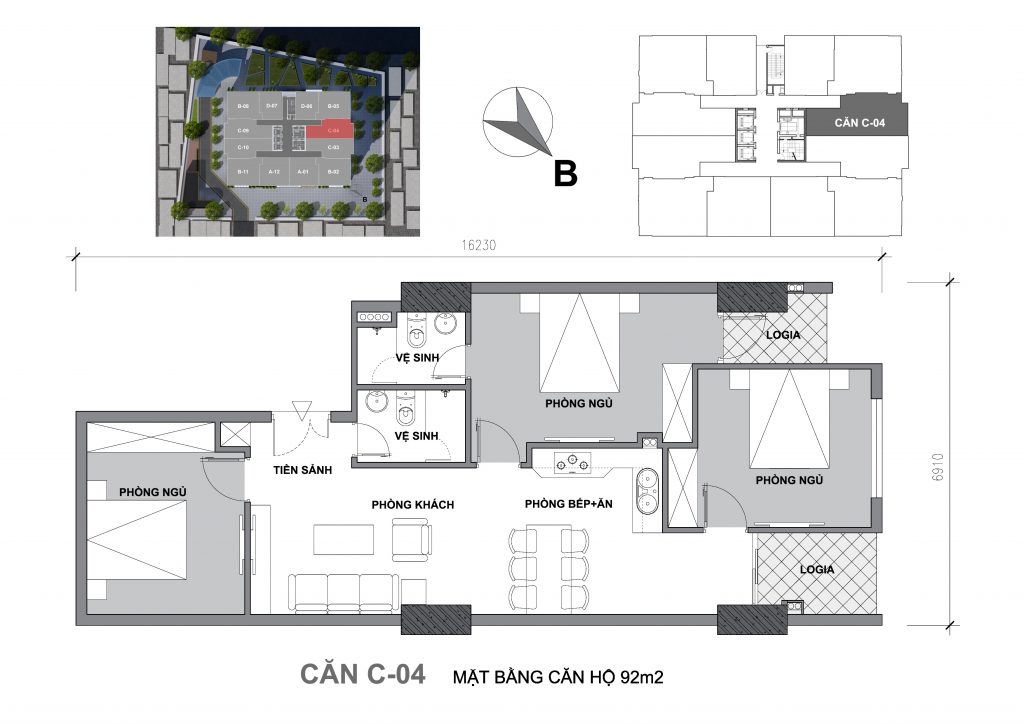 Mặt bằng căn hộ Căn C-04