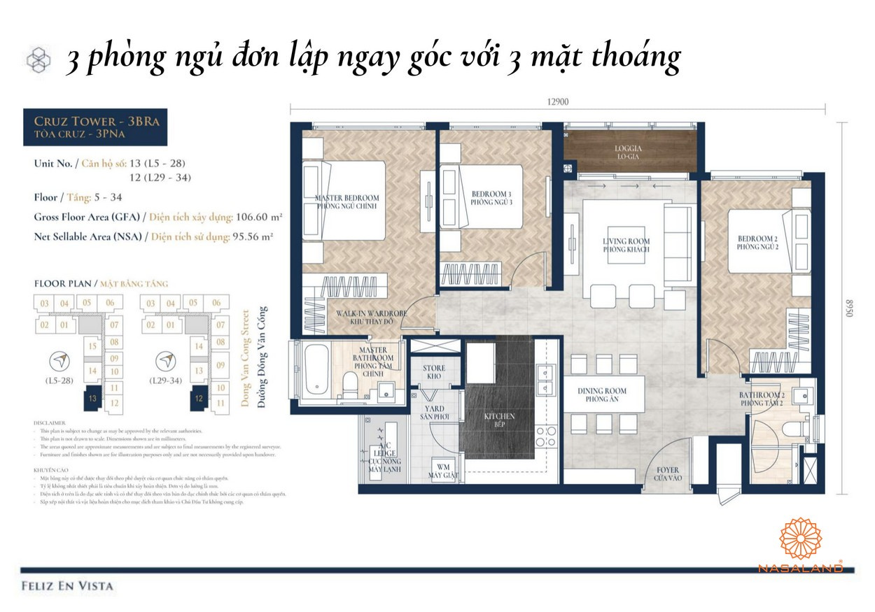 Thiết kế dự án căn hộ 3pn Feliz en Vista Quận 2 đường Phan Văn Đáng chủ đầu tư CapitaLand