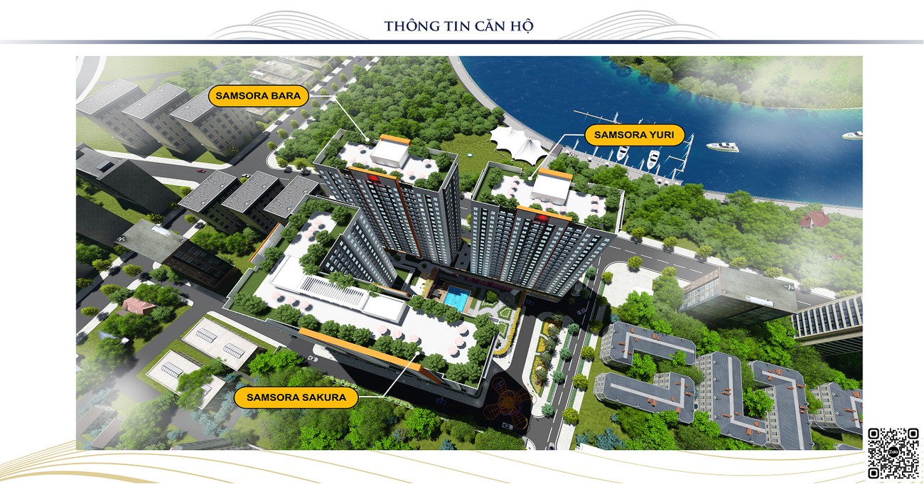 Phối cảnh mặt bằng tổng thể dự án căn hộ Samsora Riverside Dĩ An.