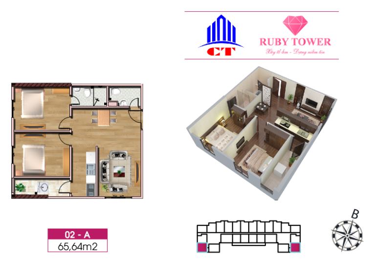 Mat-bang-2PN-65.64m Ruby Thanh Hoa