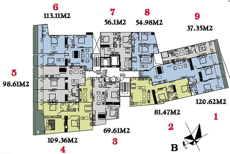 Mặt bằng điển hình dự án Núi Trúc Square 17 Ngõ Núi Trúc