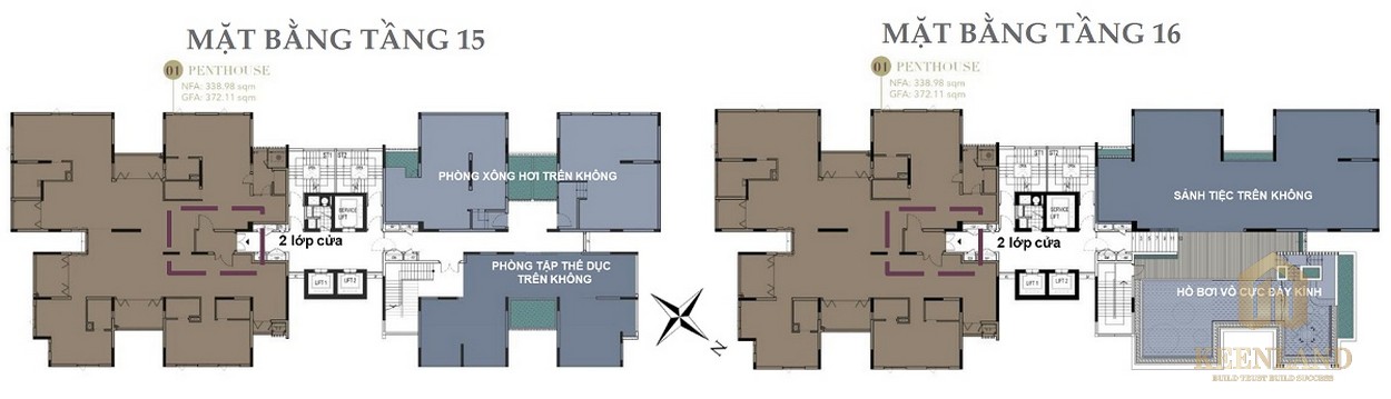 Mặt bằng tầng 15-16 dự án D1 Mension Quận 1