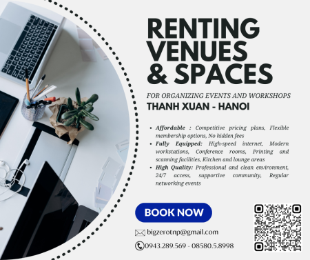Renting venues and spaces for organizing events and workshops in Hanoi
