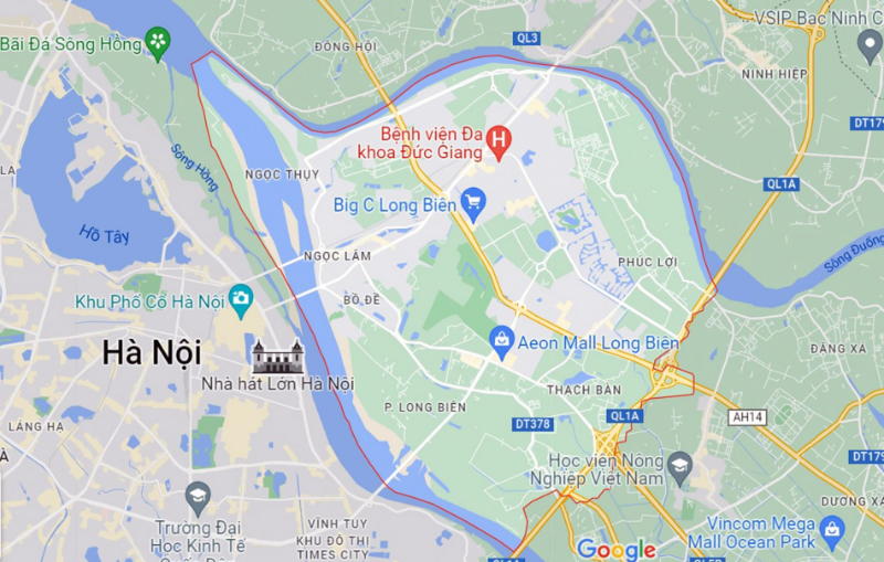 Quận Long Biên được chia thành 14 phường với tổng diện tích 60,38 km²