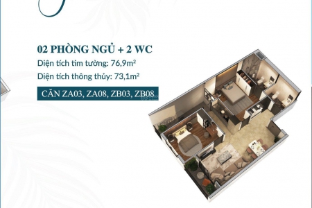 Bán căn 05 76 m2 2 + 1 ngủ 2vs dự án Feliz Homes Hoàng Mai giá 2,910 tỷ vào tên HĐCĐT