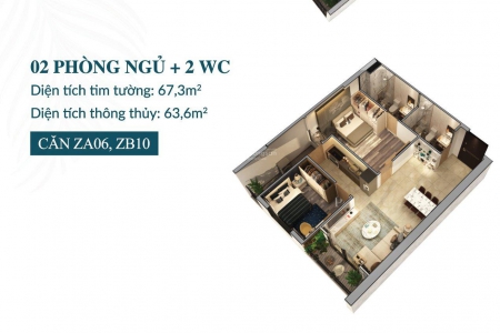 Cần bán nhanh căn hộ 2PN - 64 m2 tại tòa Zen Tower, dự án Feliz Homes - Đền Lừ giá chỉ 2,759 tỷ