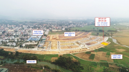 Tôi chính chủ cần tiền bán gấp lô đất BT1-24 dự án Riverview Lương Sơn, Lương Sơn, Hòa Bình